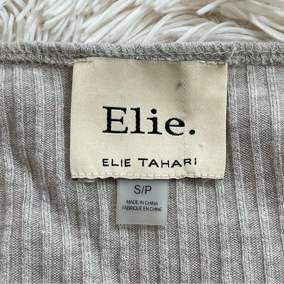 Elie Tahari ribbed short sleeve tee basic for capsule wardrobe beige size S - Picture 5 of 7